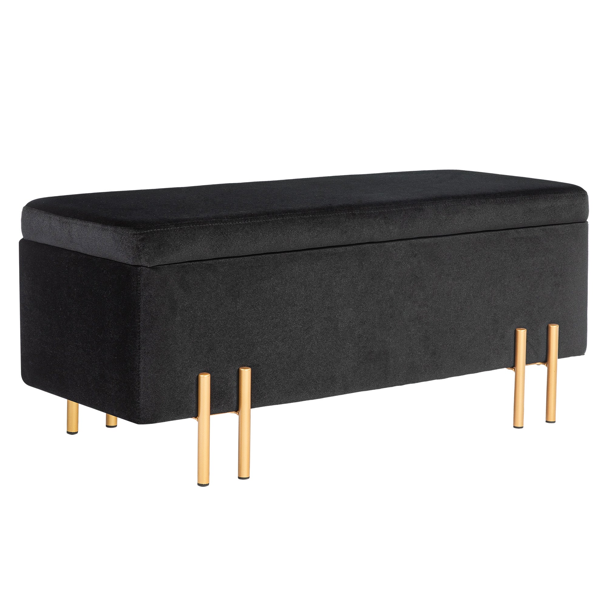 Bench Upholstered with Storage 100x40x42cm, Black Fabric/Metal