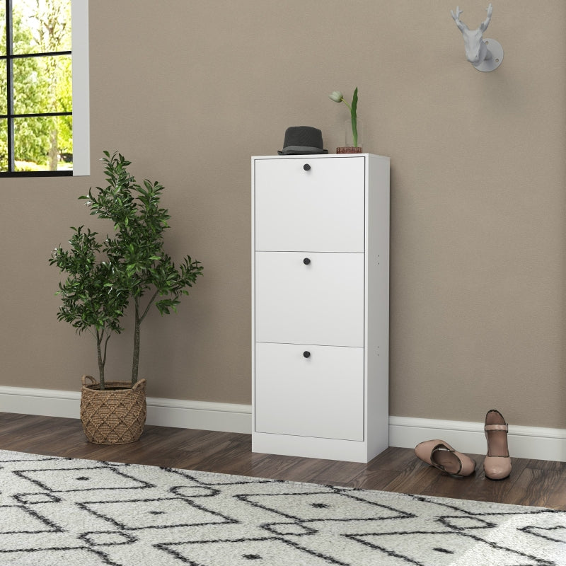 Shoe Cabinet with 3 Flaps, Adjustable Divider, 12 Pairs, White