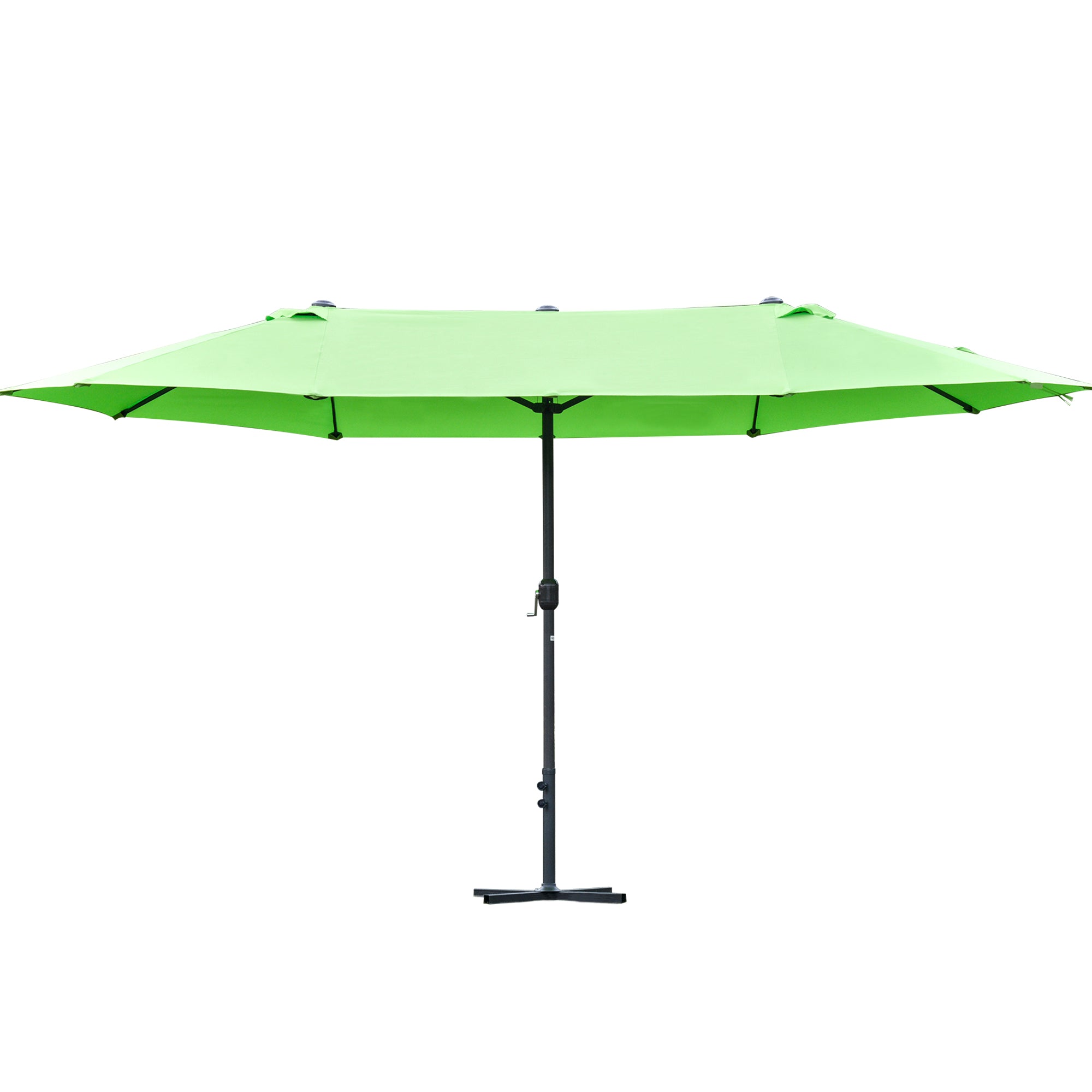 Sun Umbrella Canopy, 4.6M Double-Sided Crank Sun Shade w/ Cross Base, Green