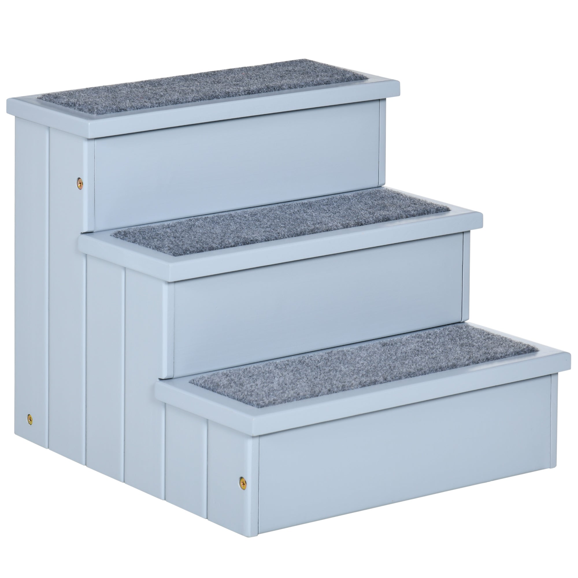 Pet Stairs Dog Stairs 3 Steps Carpet Storage, Grey