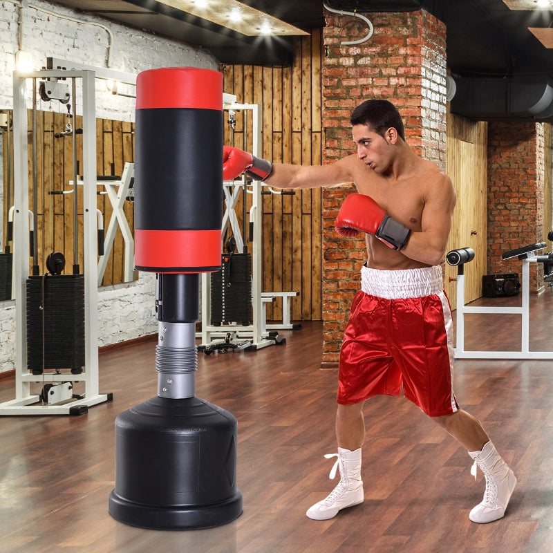 Freestanding Punching Bag, Height-Adjustable Spring Mechanism, Red