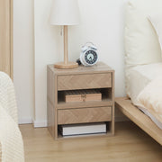 Bedside Table Wall Mounted Nightstand with Drawer and Shelf, Natural (2 Pieces)