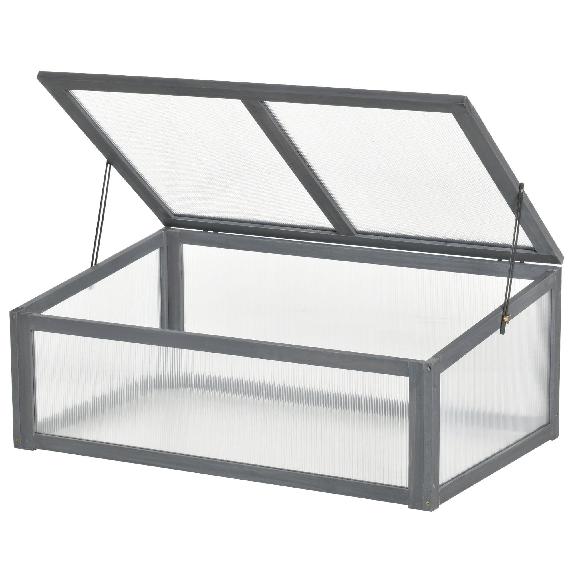 Wooden Cold Frame, Mini Greenhouse, UV Protection, Grey