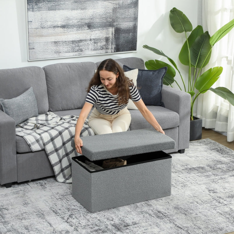 Storage Ottoman Bench with Storage Space and Lid, Dark Grey