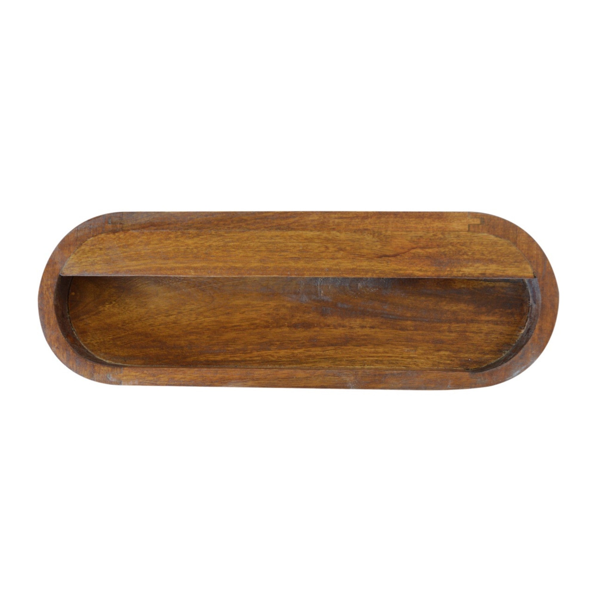 Solid Wood Bedside, Wall Mounted Round 1 Drawer, Dark Brown