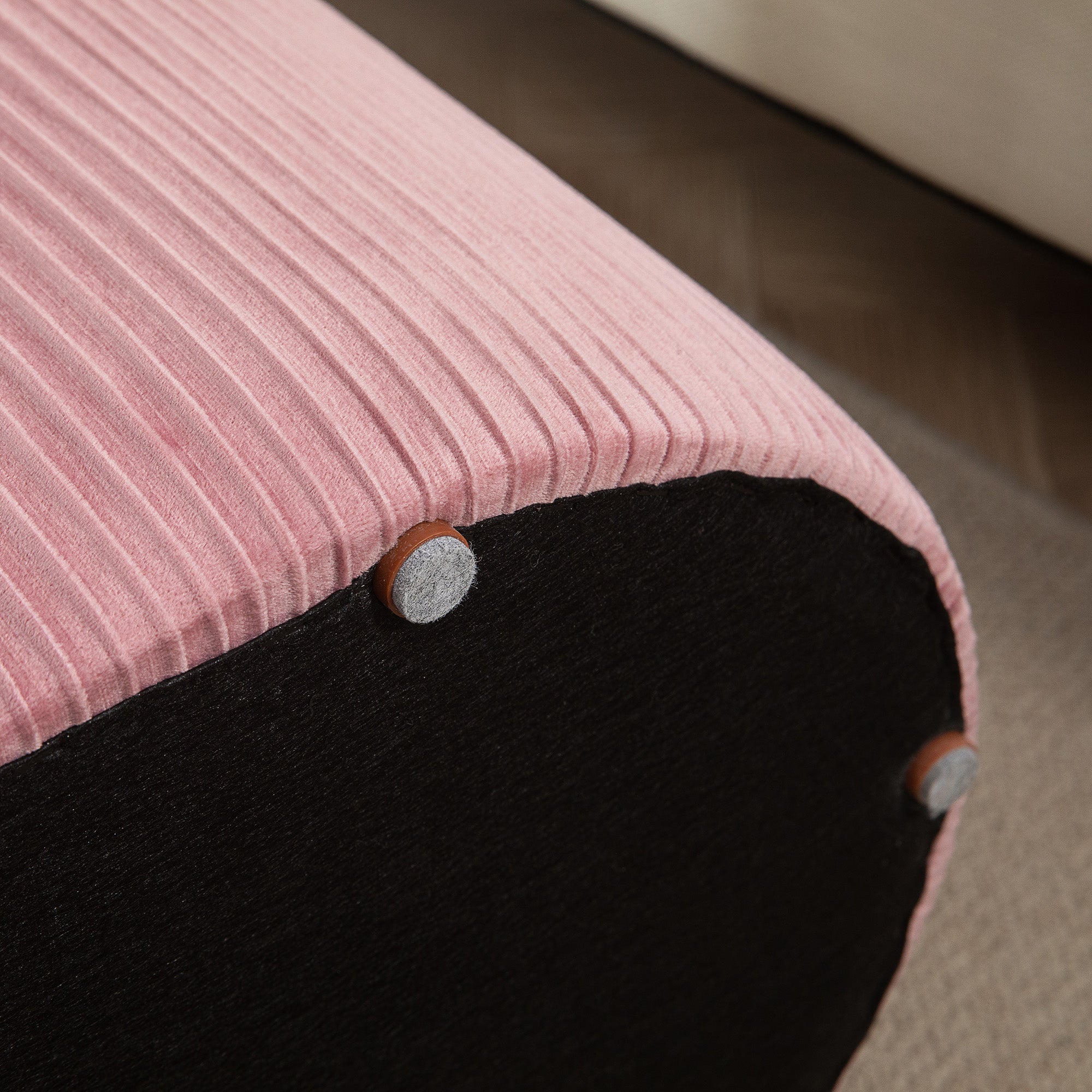 Upholstered Bench with Storage, French Style Velvet Cover, Pink
