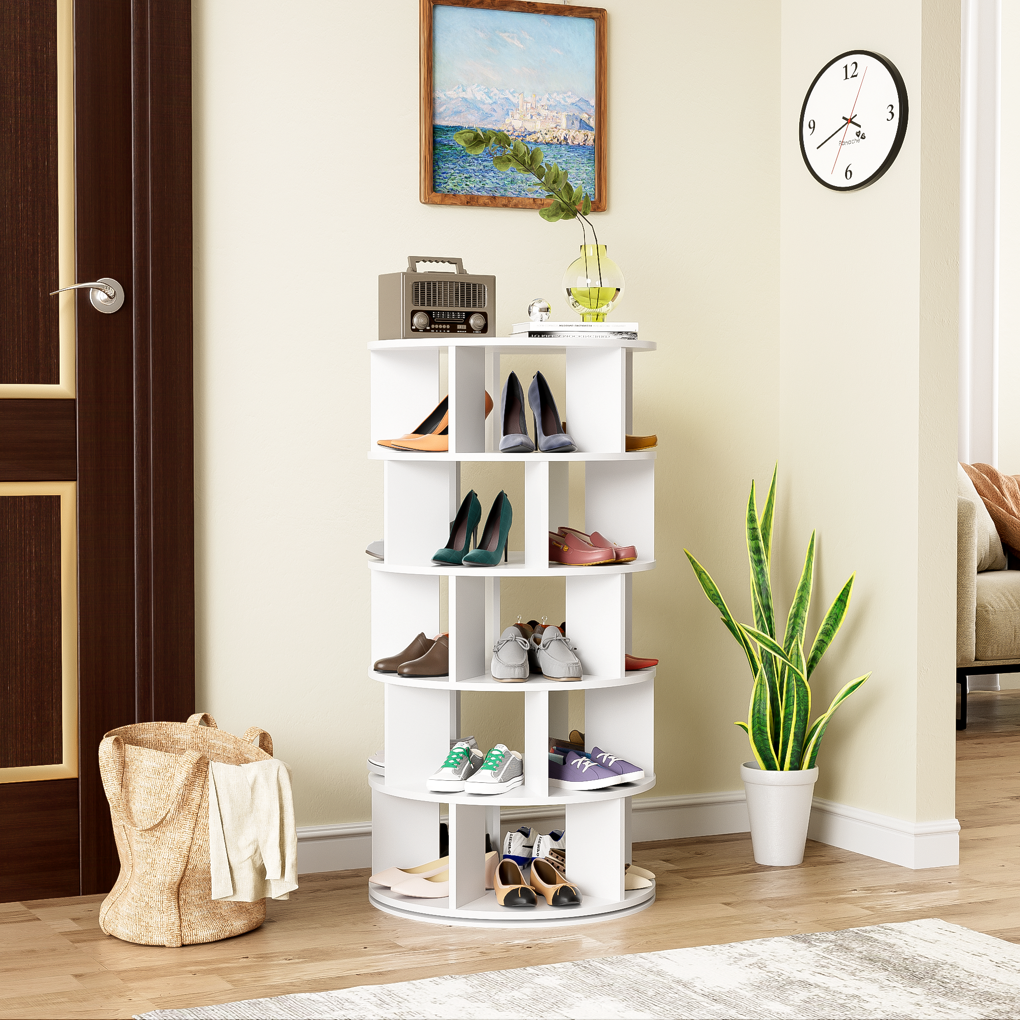 Shoe Rack Rotating Angle, 5 Levels, White