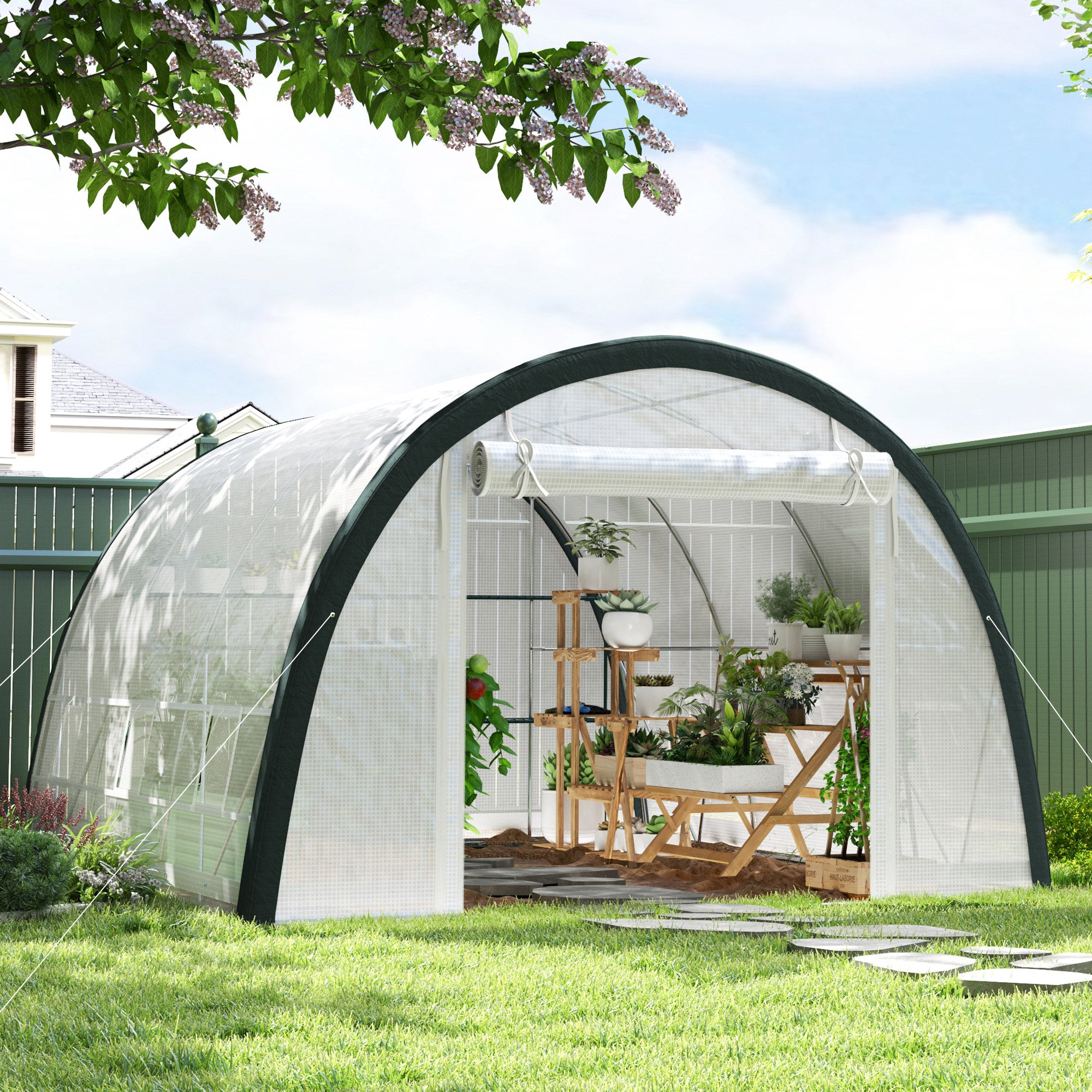 Walk-In Tunnel Greenhouse 4 x 3m with Accessories - White