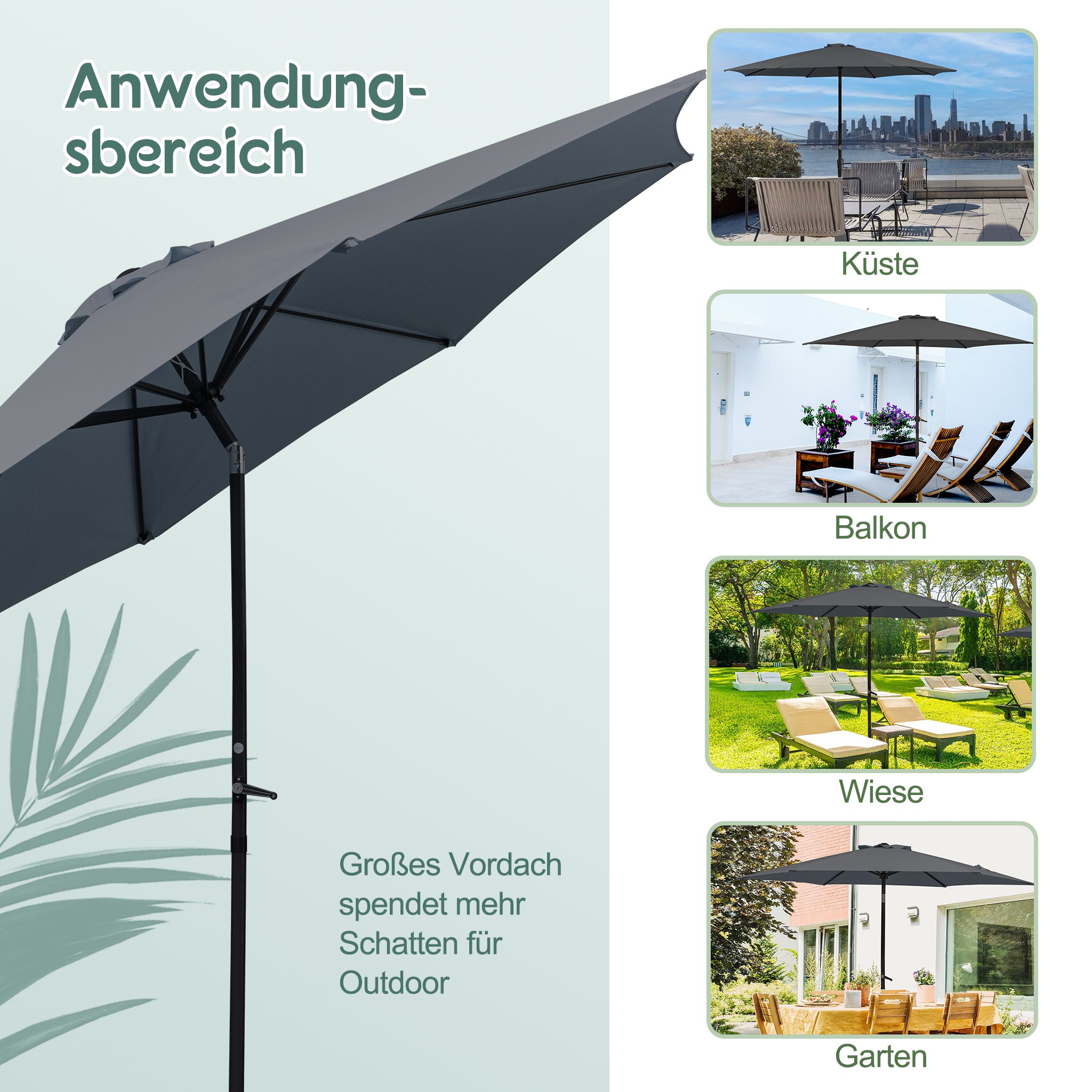 Parasol 300 cm foldable travel beach umbrella for outdoor