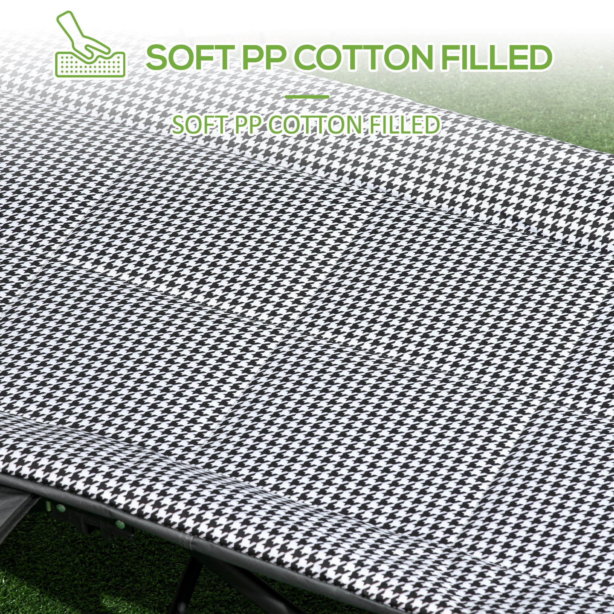 Foldable Camp Bed, Padded with Carry Bag, Cup Holder - Black