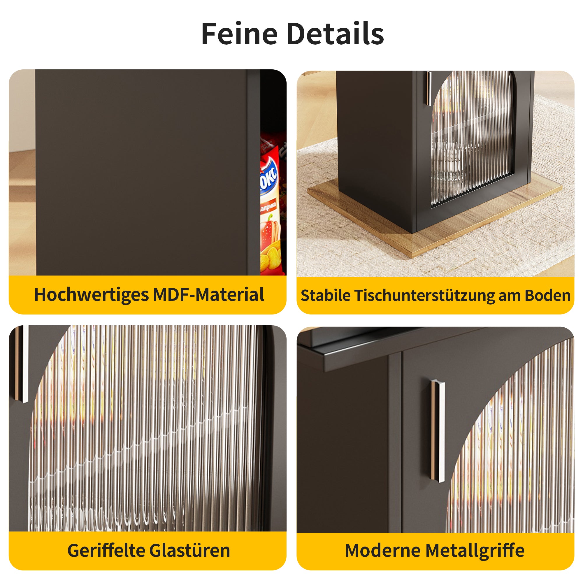 Telescopic Dining Table 140x80cm Extendable Storage Shelf Space-Saving Natural/Black