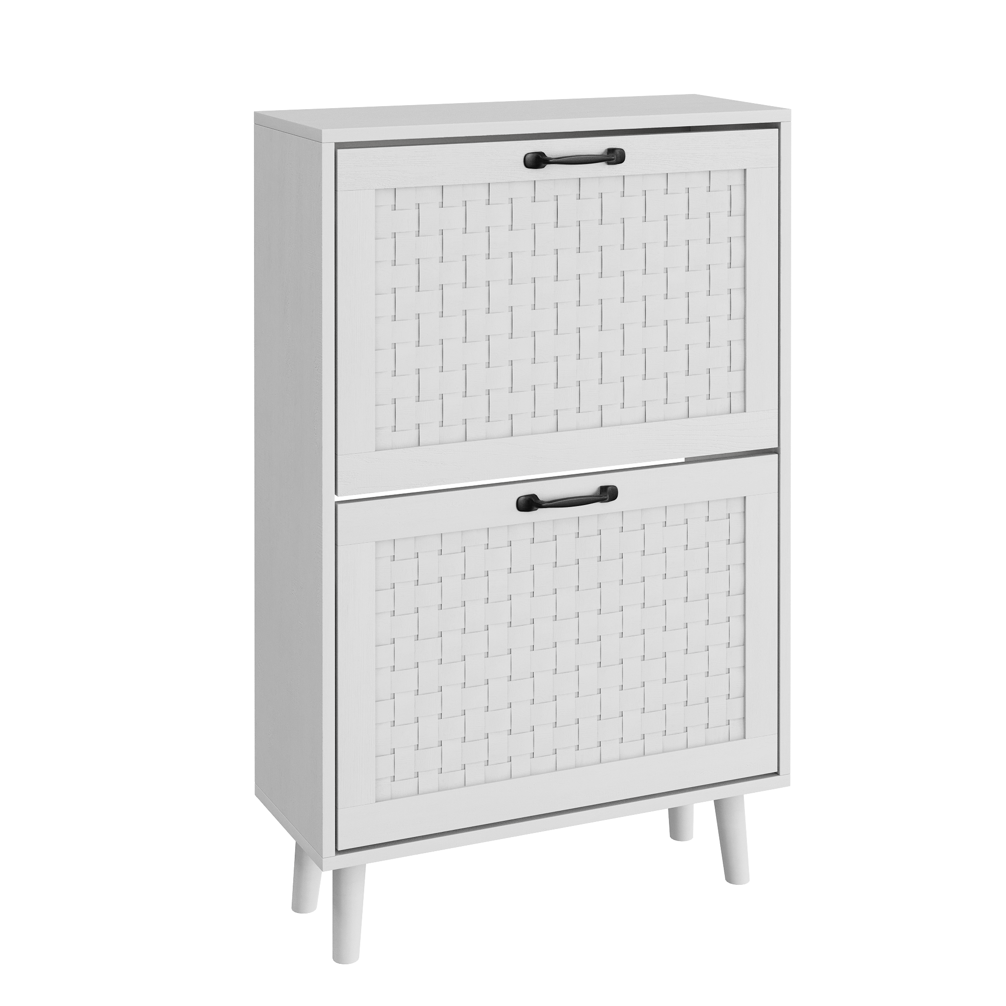 Shoe Storage Cabinet, Rattan Drawers Solid Wood Legs Narrow Slim, Handmade