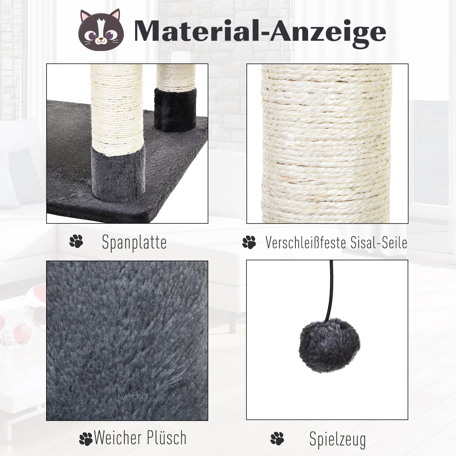 Cat Tree 144cm Wall Strap Hammock Cat House, Dark Grey