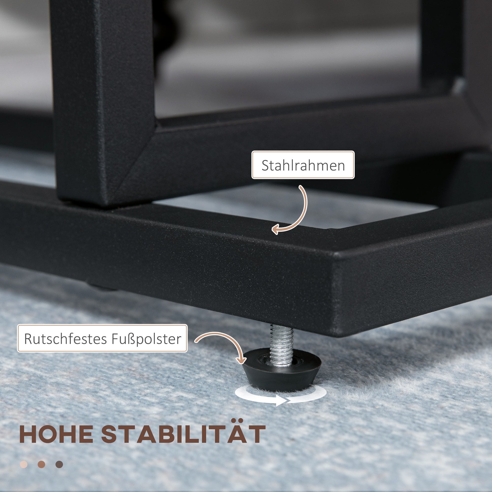 Side Table Coffee Table Nightstand, Fabric Bag Steel Frame, Dark Brown and Black