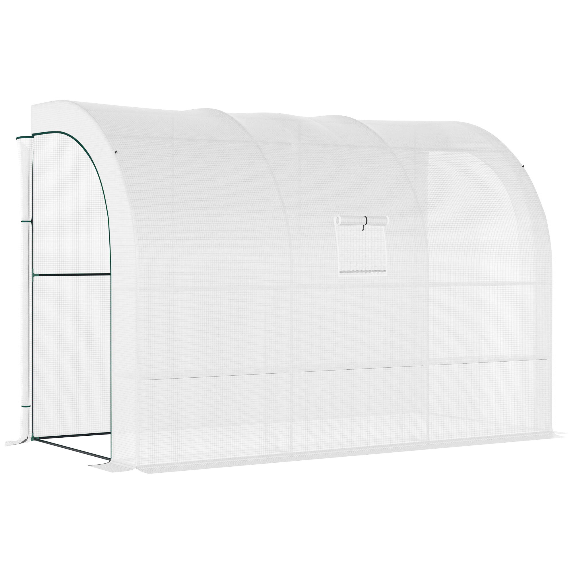 Outdoor Walk-In Greenhouse, Zippered Doors, 3-Tier Shelves, White PE Cover