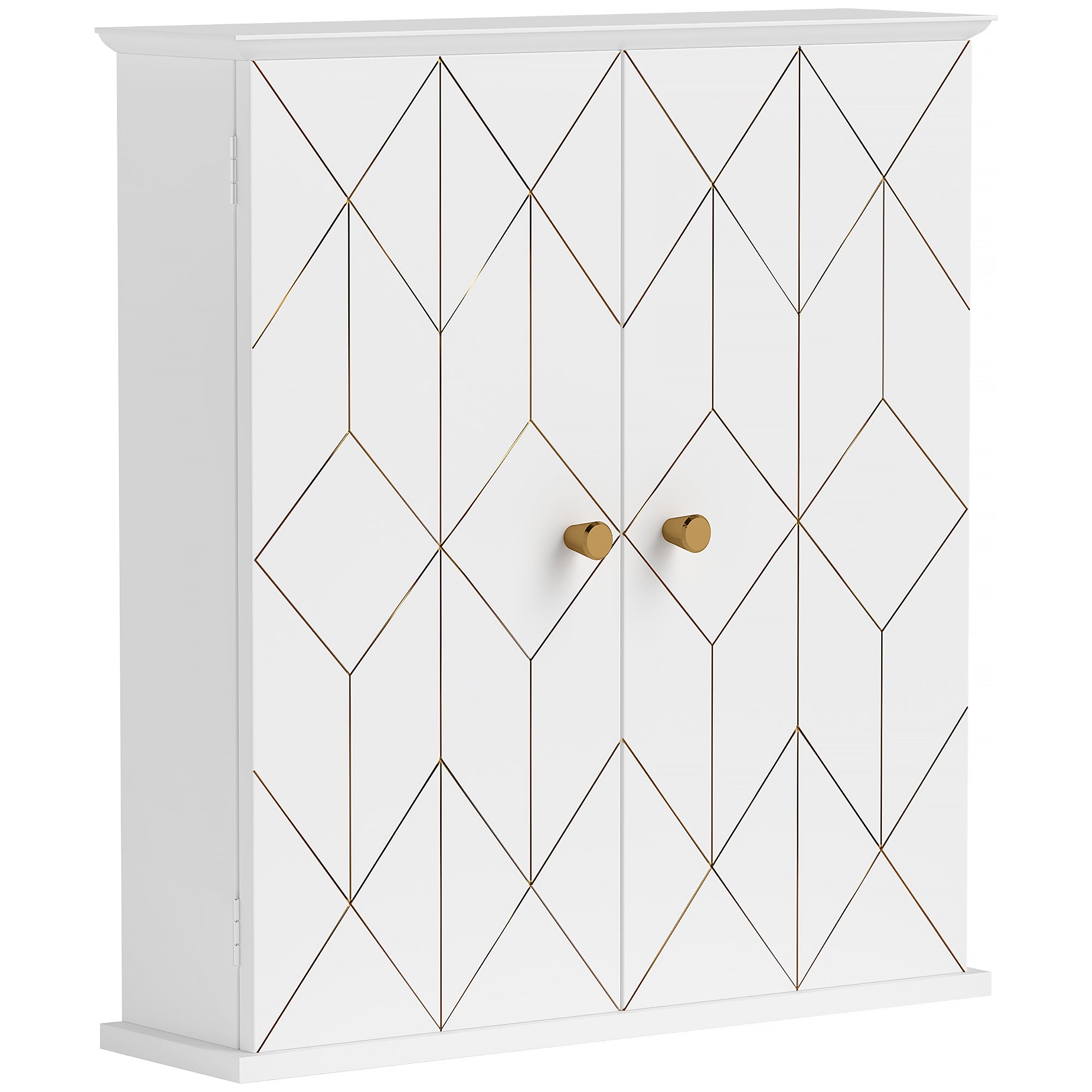 Bathroom Cabinet Wall Mounted Medicine Cabinet 2 Doors Adjustable Shelf White