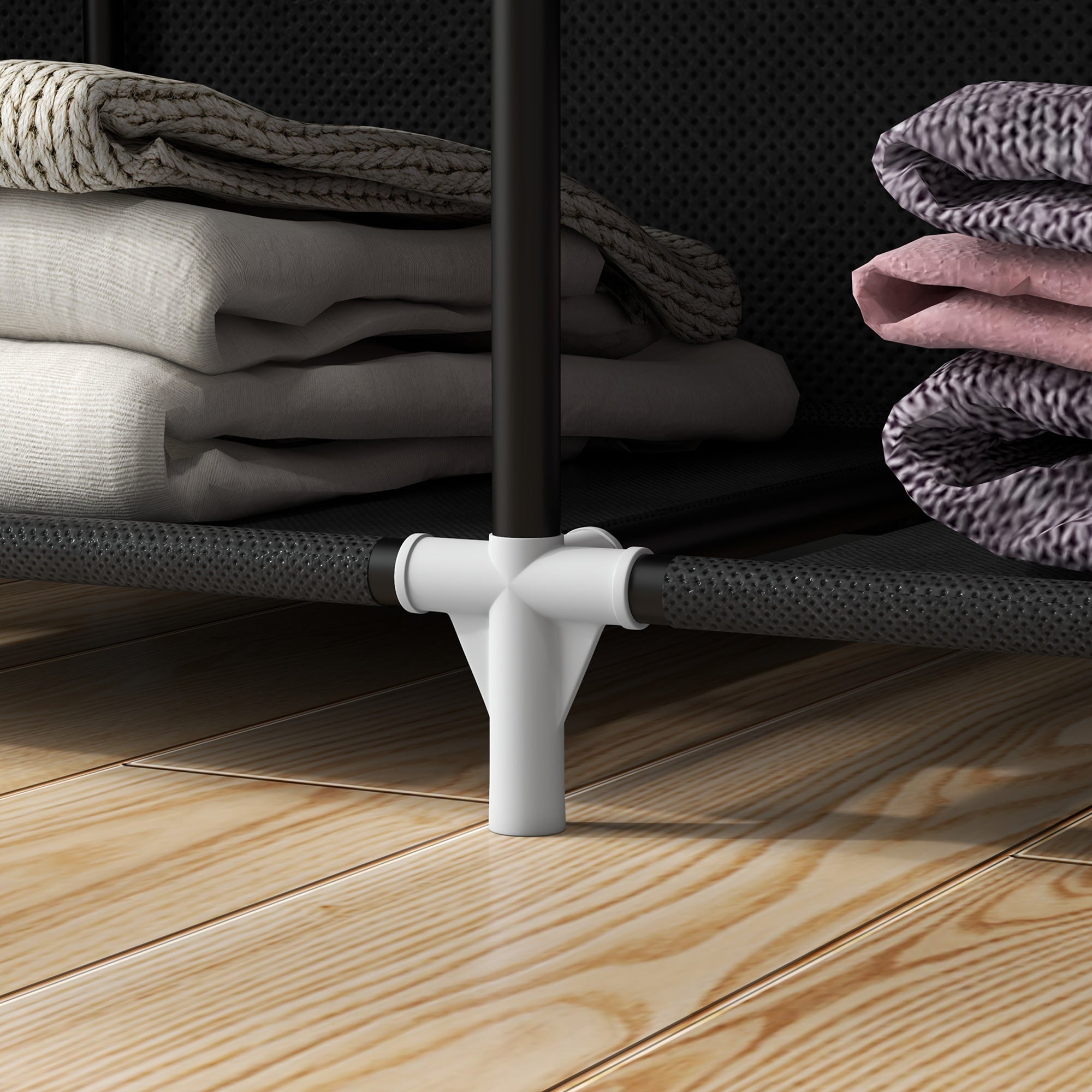 Fabric Wardrobe, Clothes Rail 8 Levels, Space-Saving, Black