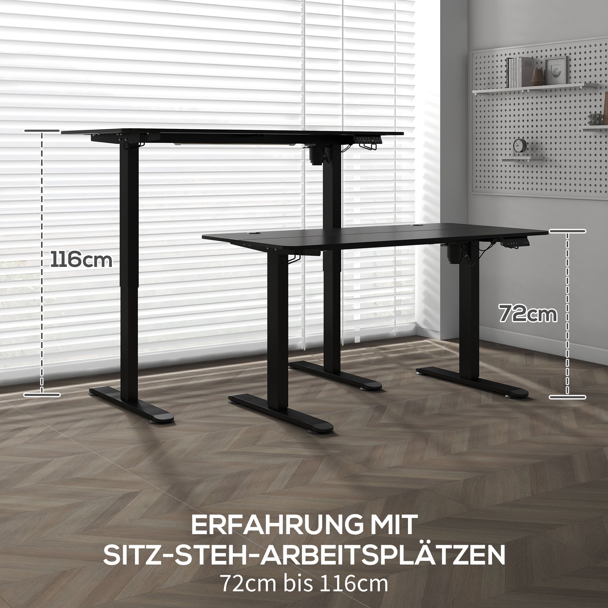 Electric Sit-Stand Desk, Anti-Collision Memory Options 140x70cm, Chipboard Black