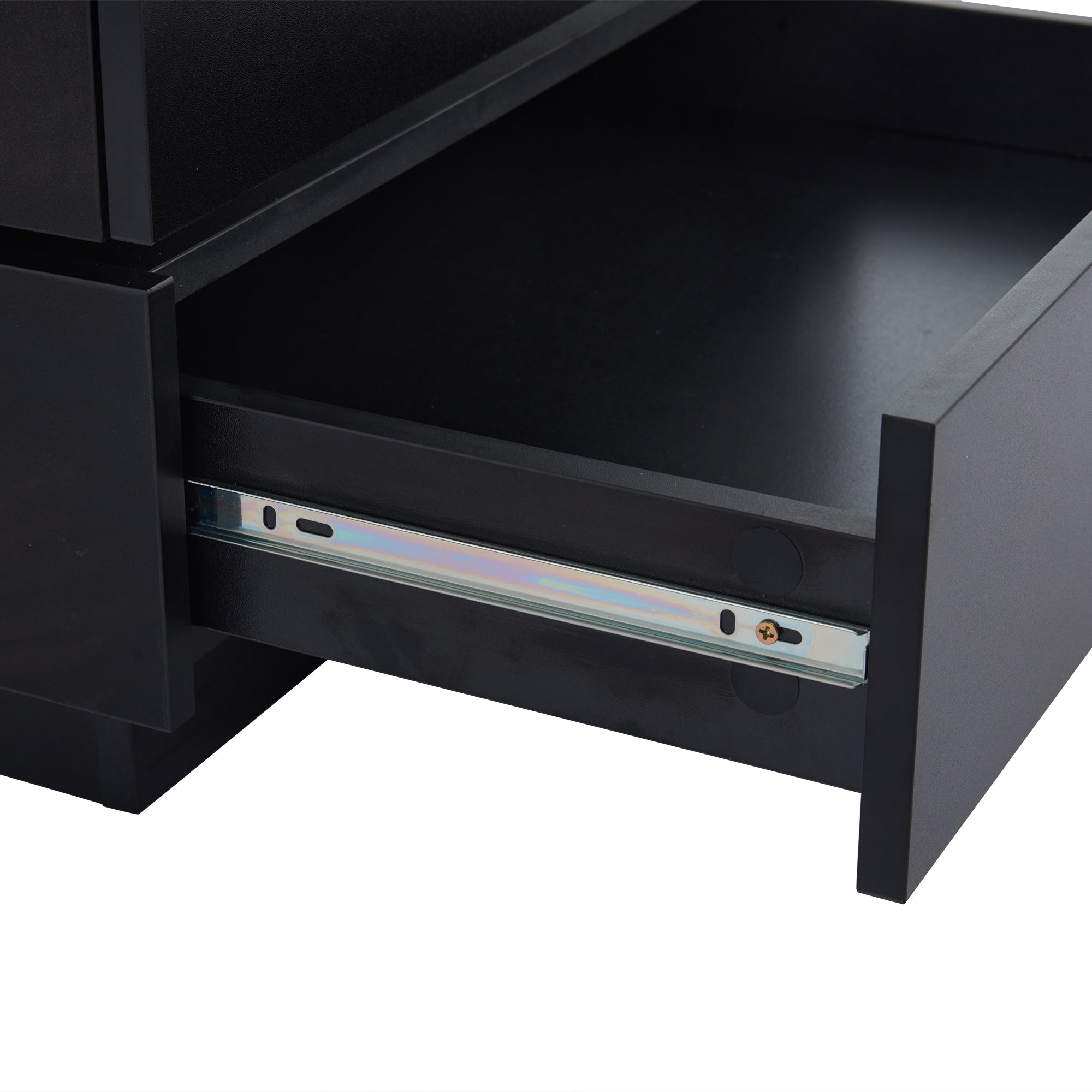 Coffee Table 360° Rotatable with 2 Shelves and Storage, Black