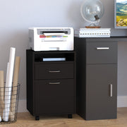 Mobile Filing Cabinet with Drawer, Space-Saving, Functional, Black