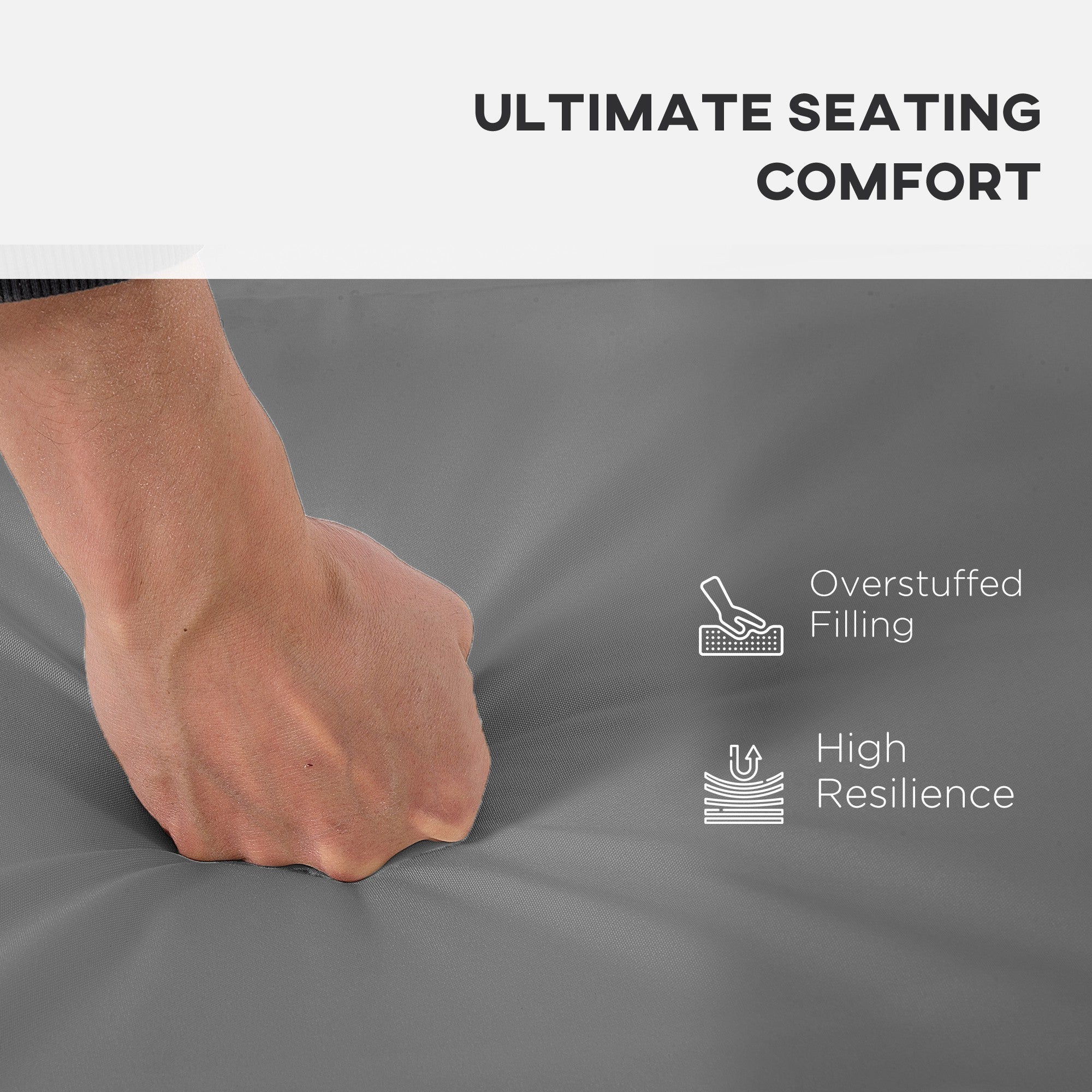 Outdoor Seat Cushion Pads, 3 PC Set for Rattan Furniture, Dark Grey