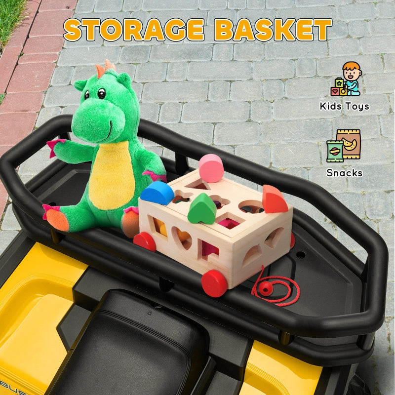 Kids Electric Ride on ATV, 12V Battery-Powered Quad Bike with Spring Suspension, Yellow