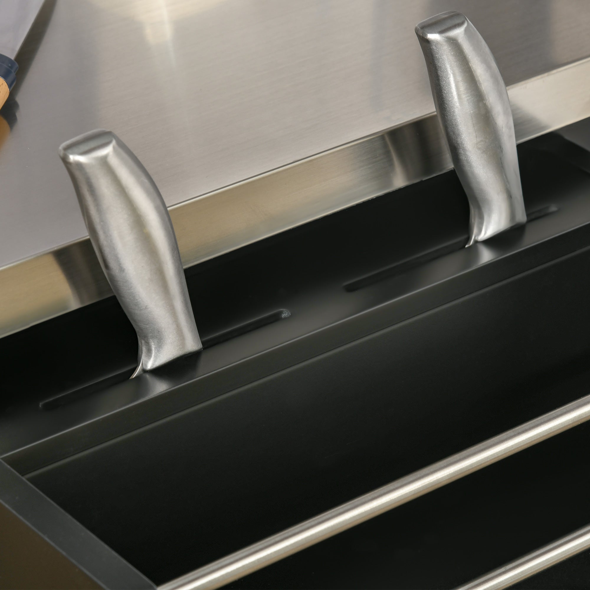 Wooden Kitchen Island on Wheels with Stainless Steel Top, Black