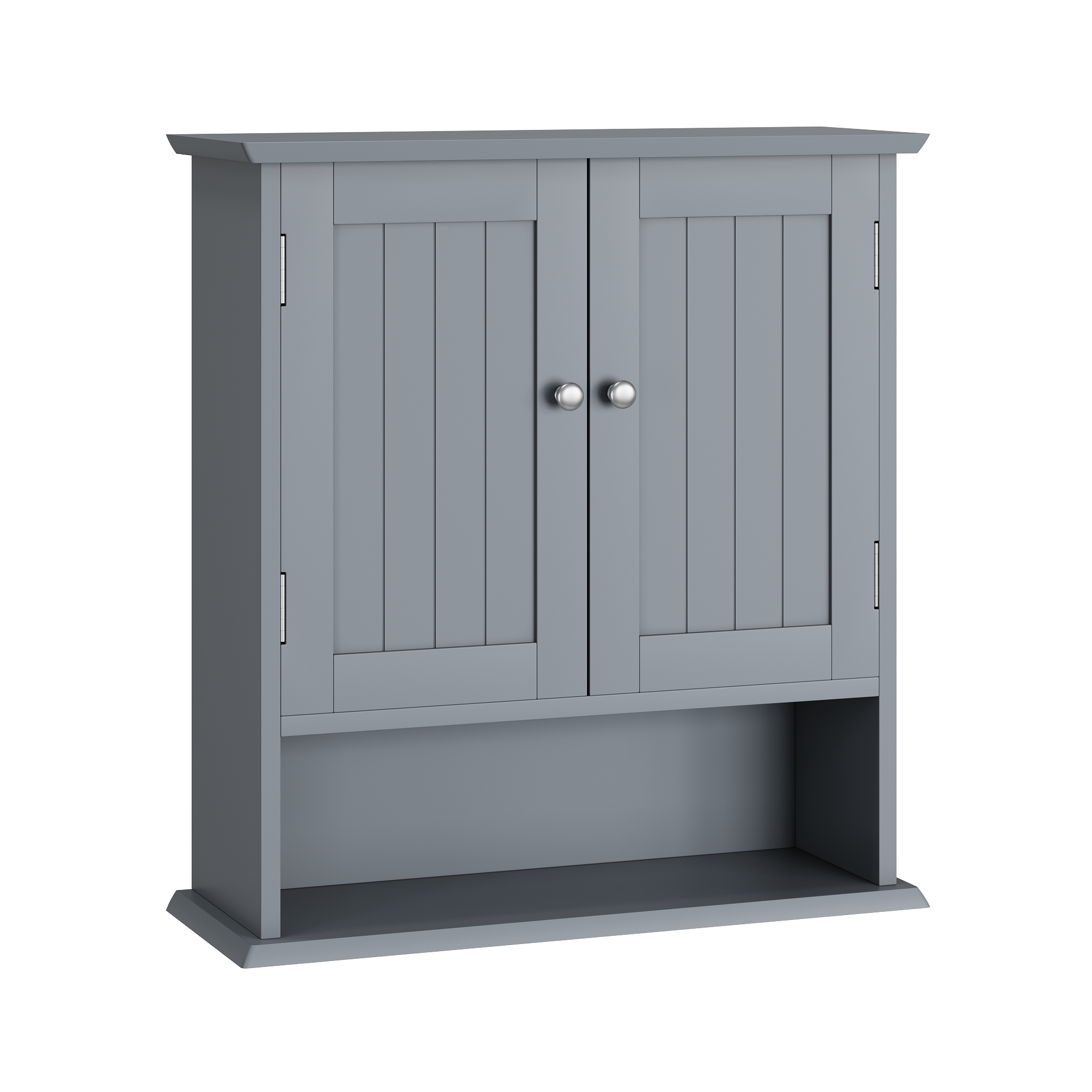 Bathroom Wall Cabinet with 2 Doors and Open Shelves