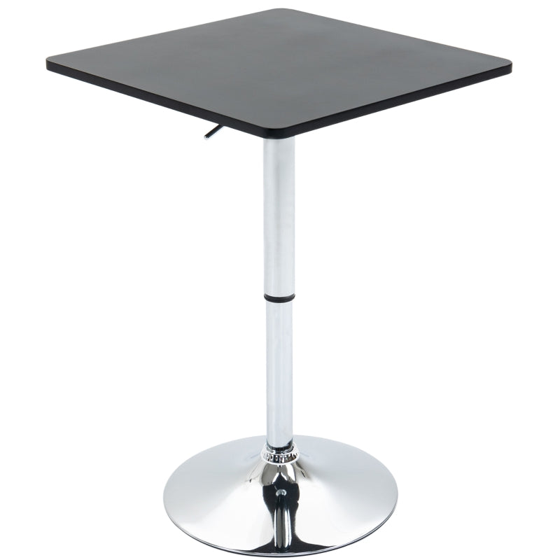 Modern Counter Bar Table, Height Adjustable 360° Swivel, Black and Silver