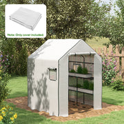 Greenhouse Cover Replacement Walk-in Roll-up Door and Windows PE, White