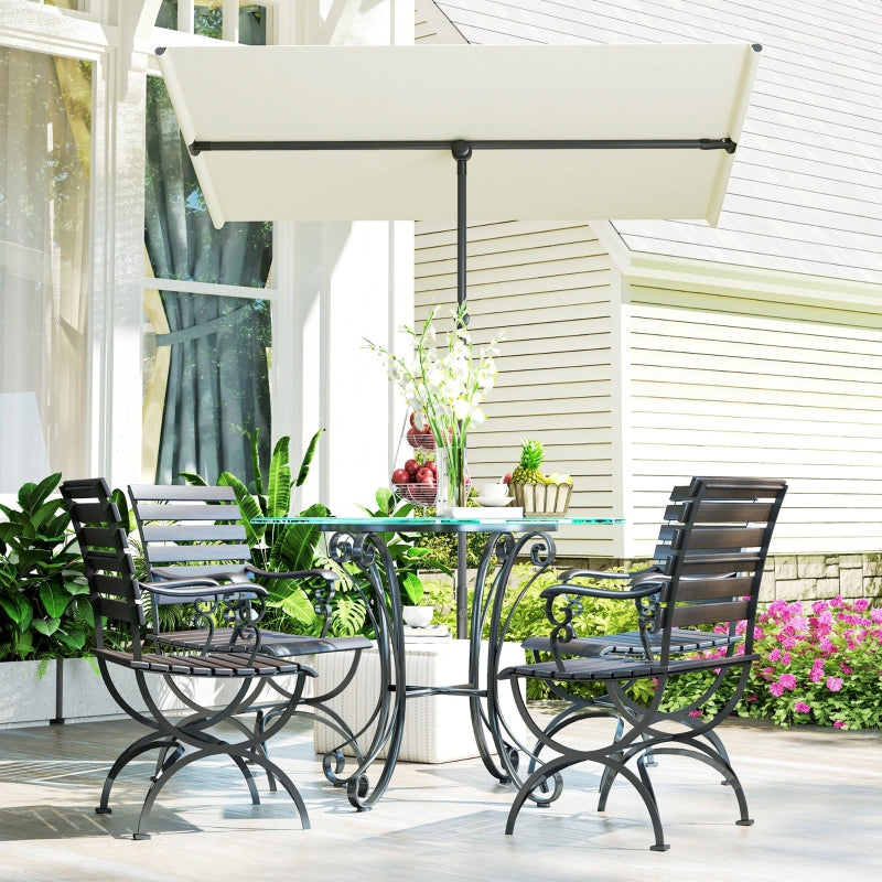 Parasol, 180° Rotatable Height Adjustable Garden Umbrella, Beige