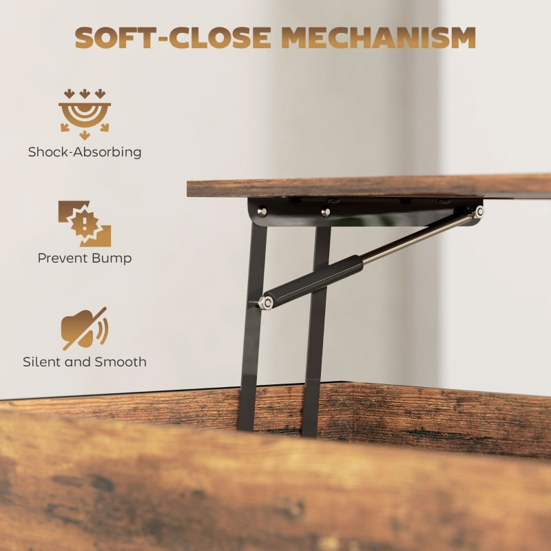 Lift-Top Coffee Table with Storage - Rustic Brown