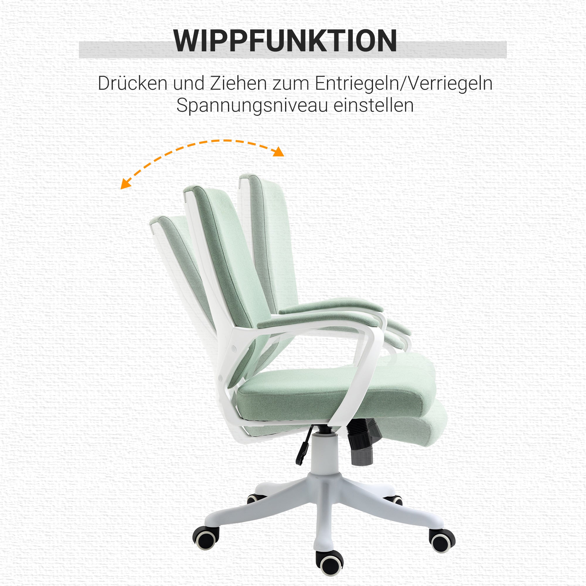 Ergonomic Office Chair Rocking Function Padded 360° Swivel Casters, Green Polyester