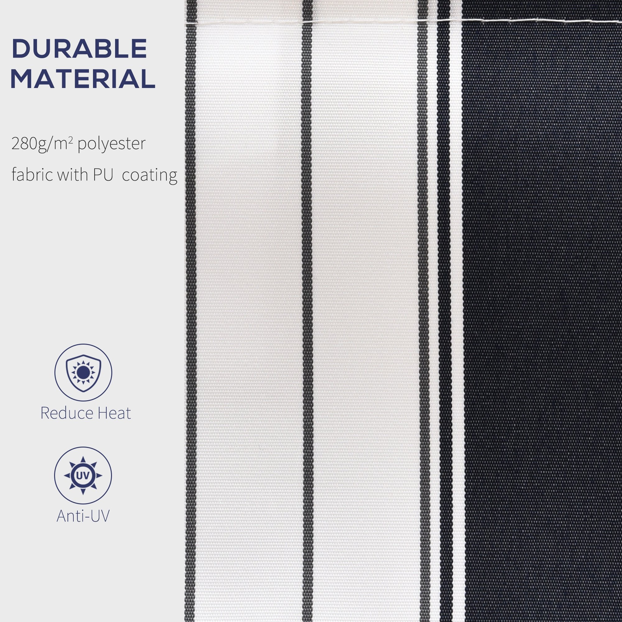 Manual Retractable Awning 2.5x2m Dark Blue/White Stripes