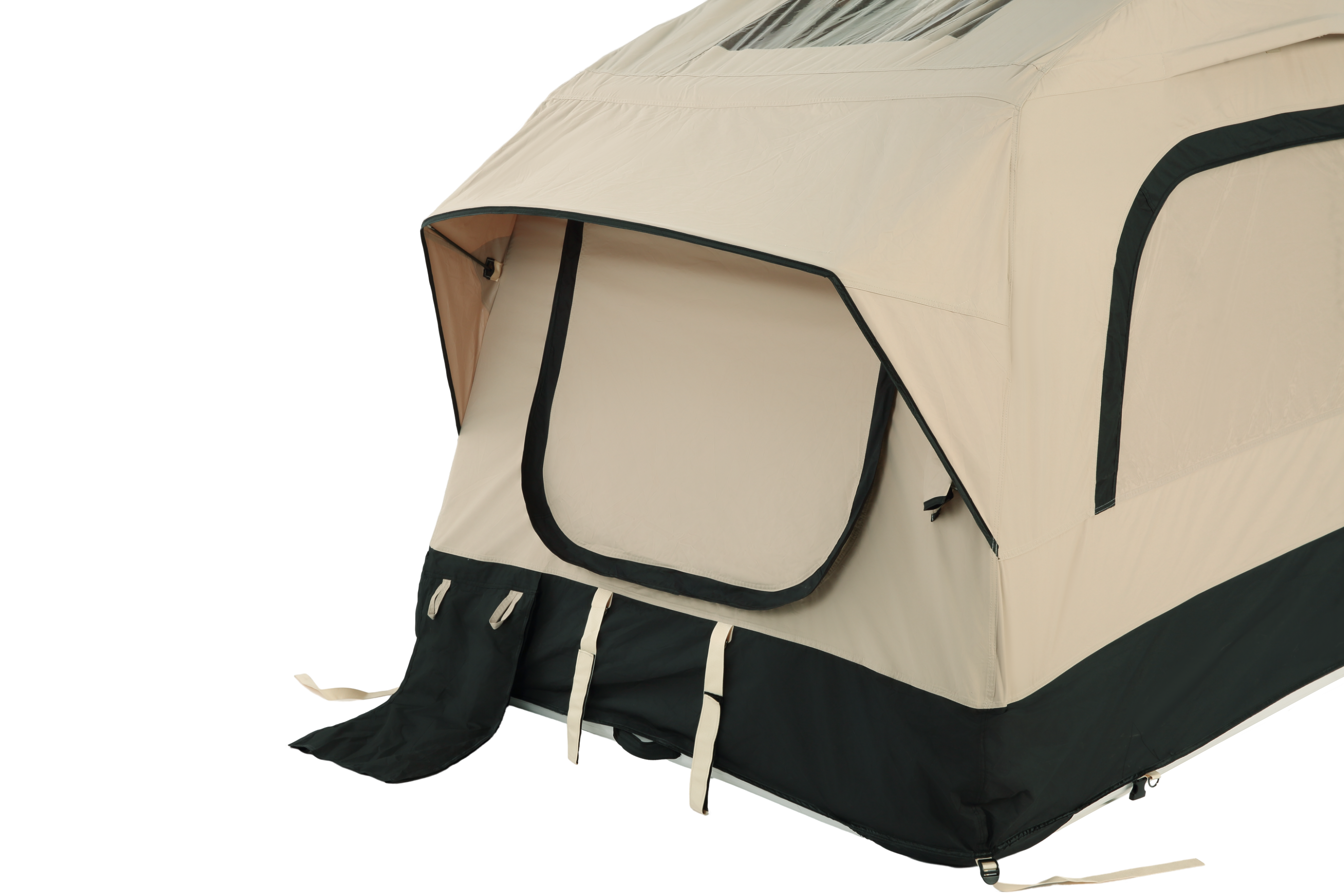 Inflatable Camping Tent with Hand Pump, Roof Tent - Beige + Black