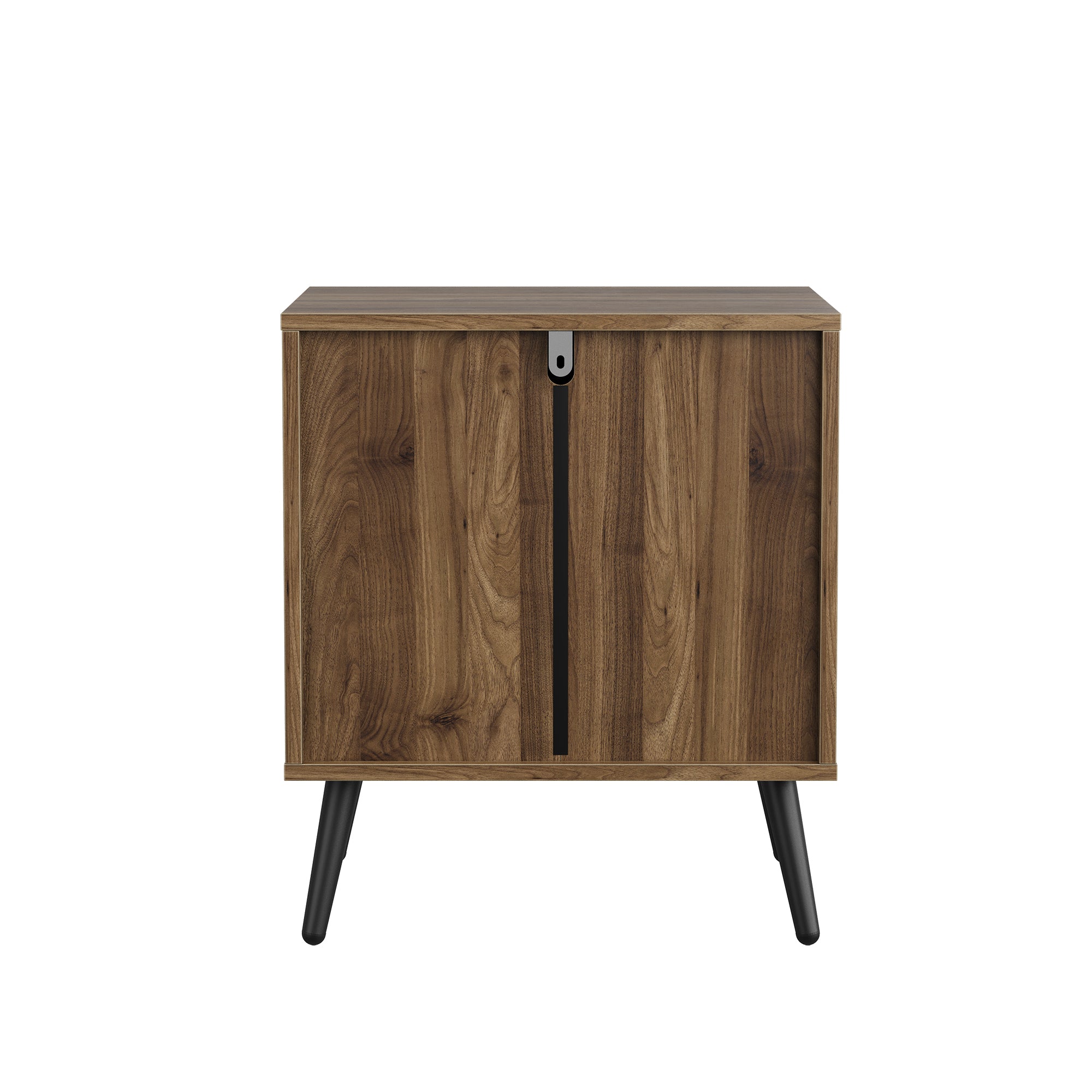 Modern Bedside Table Recessed Design 2 Drawers 45x40x53 cm - Walnut