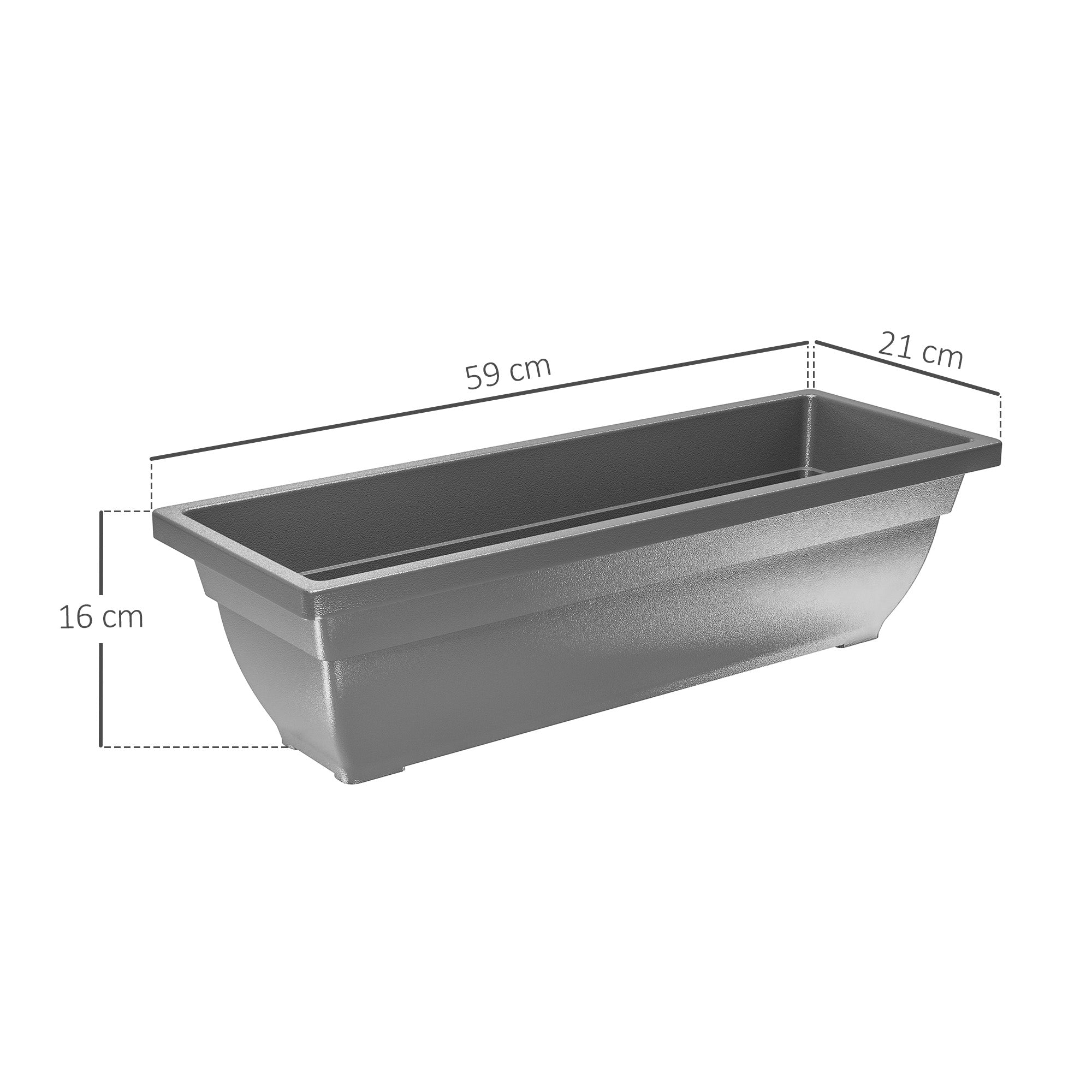 5 Plastic Flower Pots Stackable Weatherproof for Indoor Outdoor Use, Grey