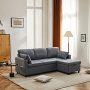 Sofa Bed L-Shaped Corner Sofa 3 Seater Pull Out with Storage, Grey