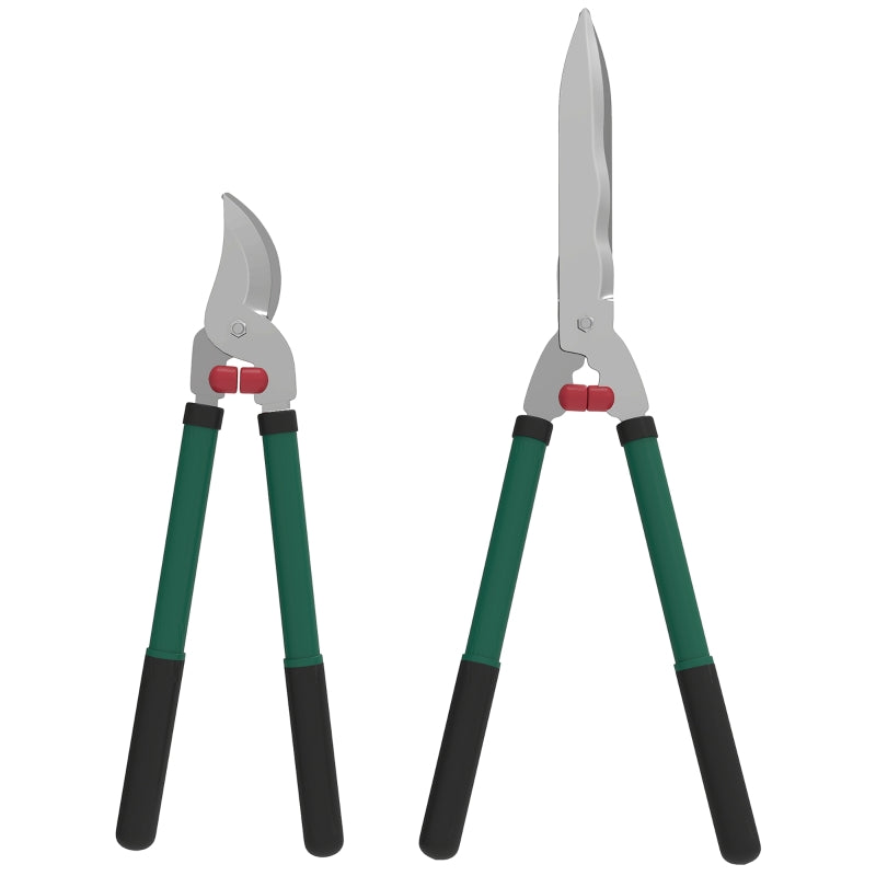 Garden Shears Set 2-piece, 40cm Pruning Shears and 51cm Hedge Shears, Metal Blades