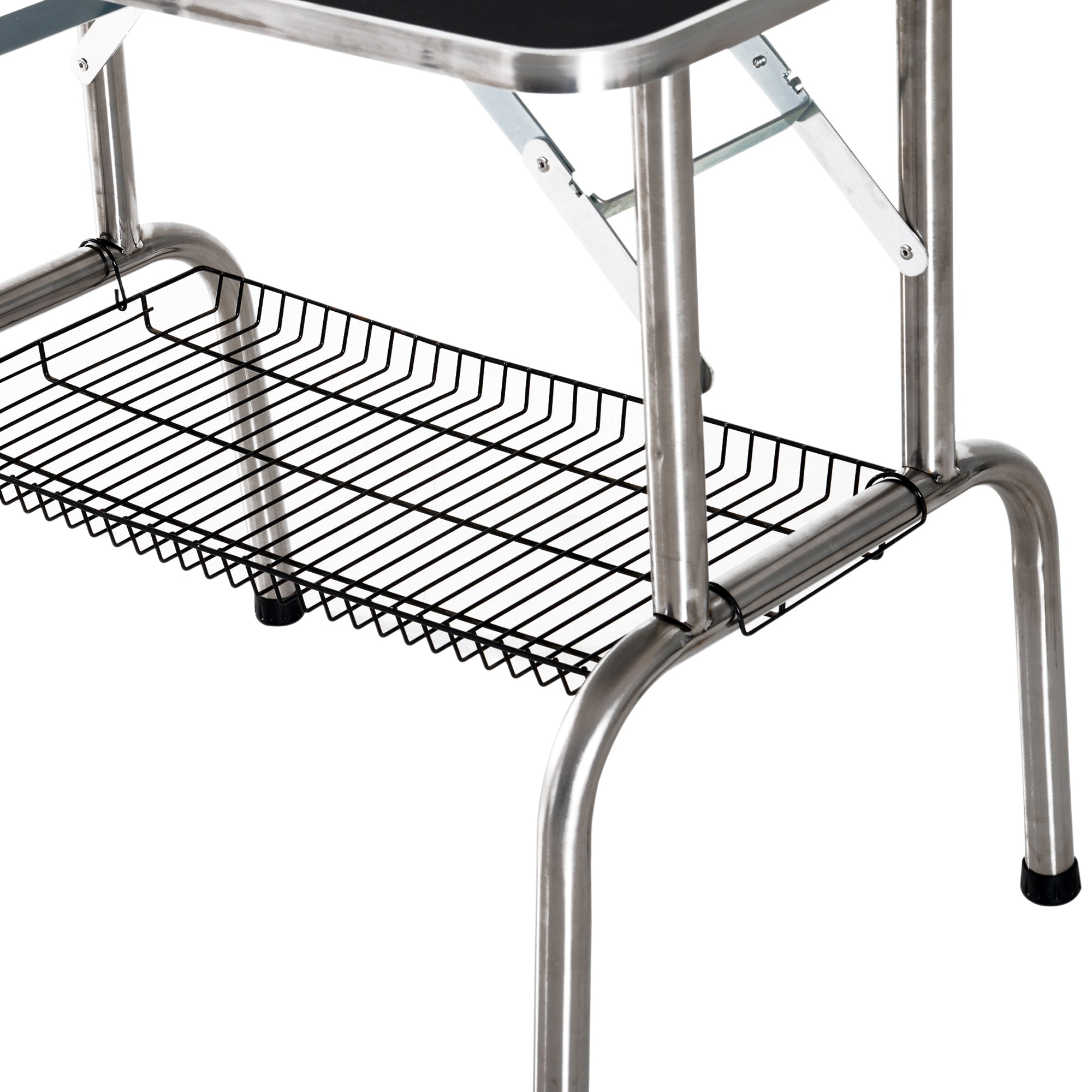 Grooming Table, Folding Height-Adjustable, Black Stainless Steel