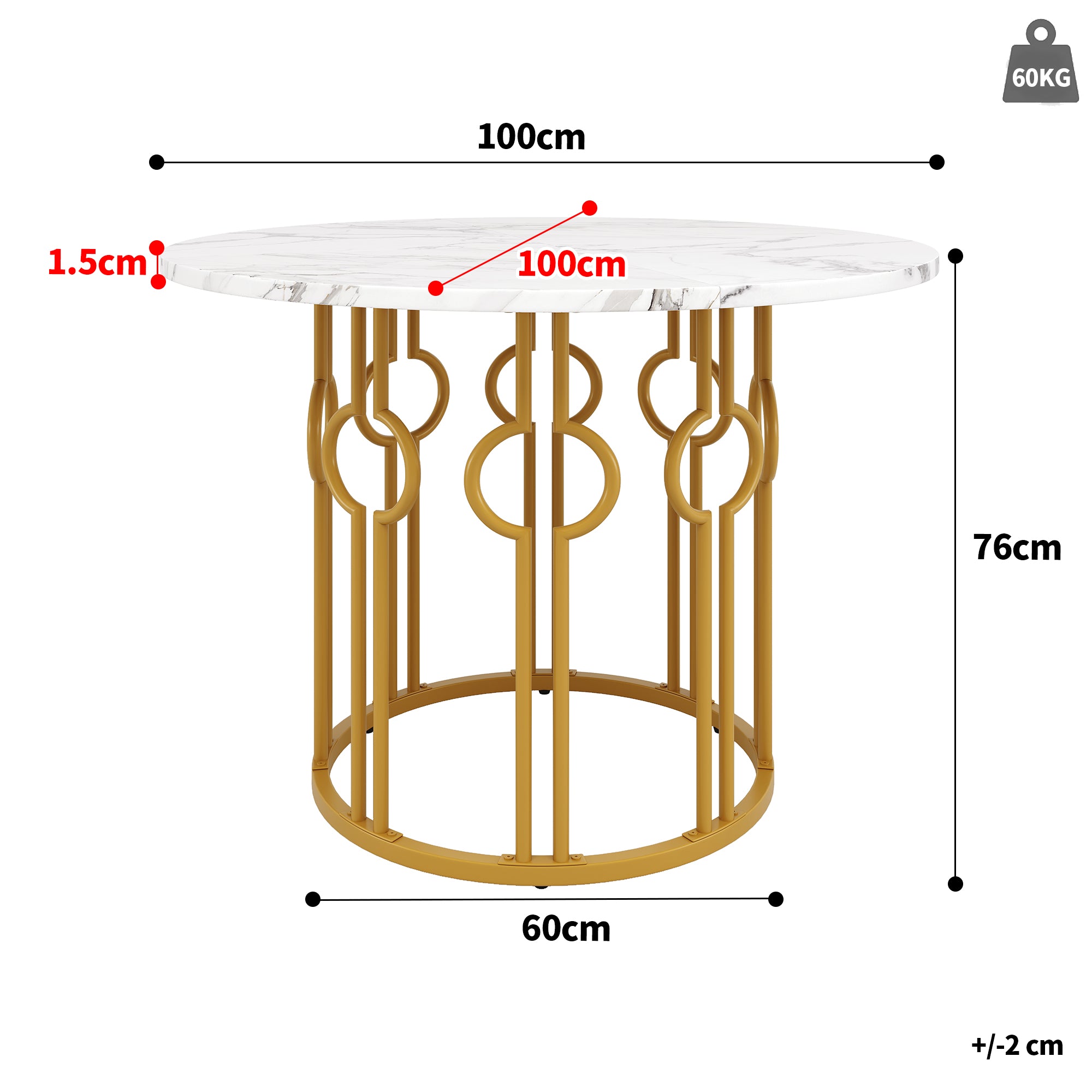 Dining Table Set, 5 Piece Round with 4 Chairs, Gold Legs, White MDF & Dark Grey Velvet