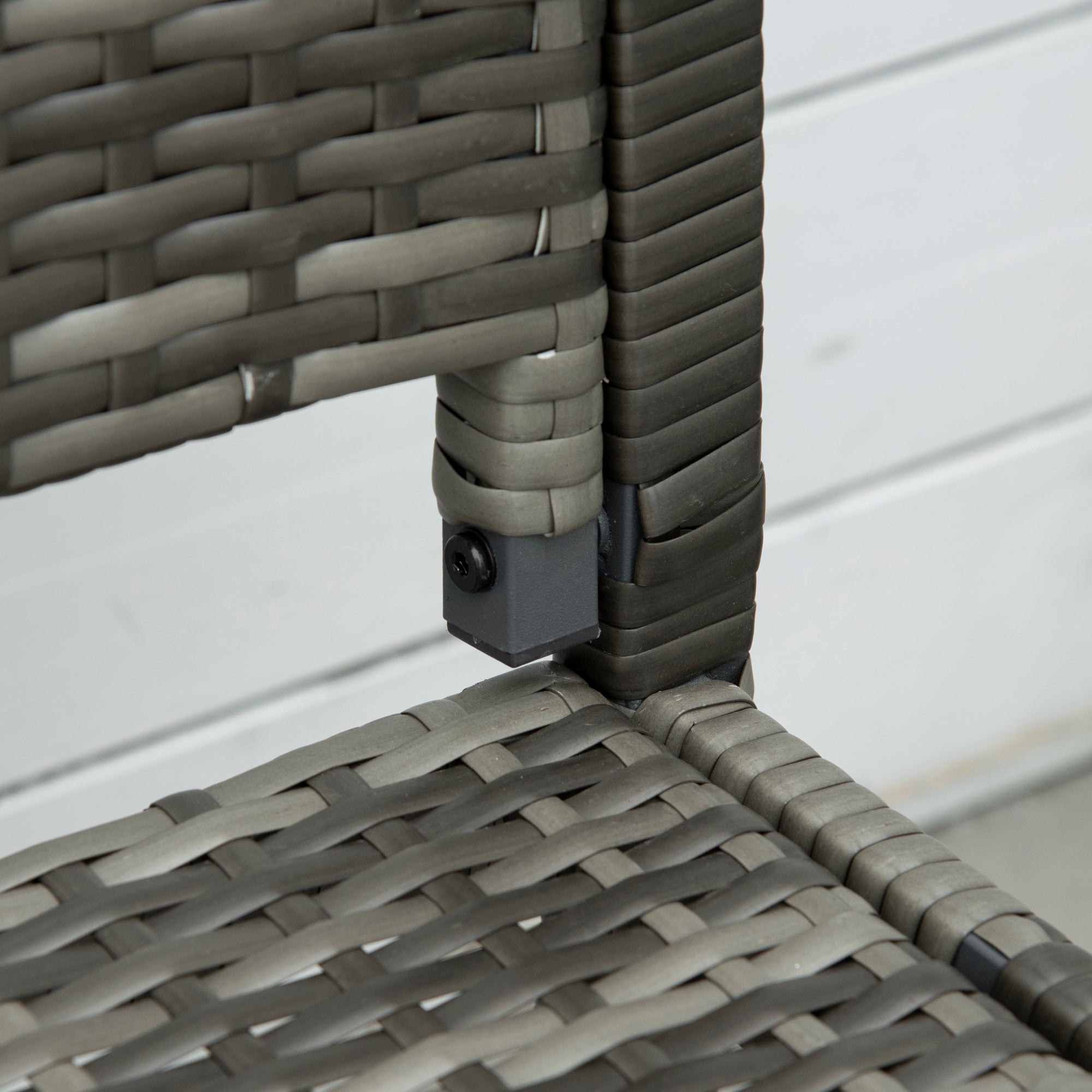 Garden Bench, Rattan Look 2-Seater Steel Frame 320kg Capacity, Grey