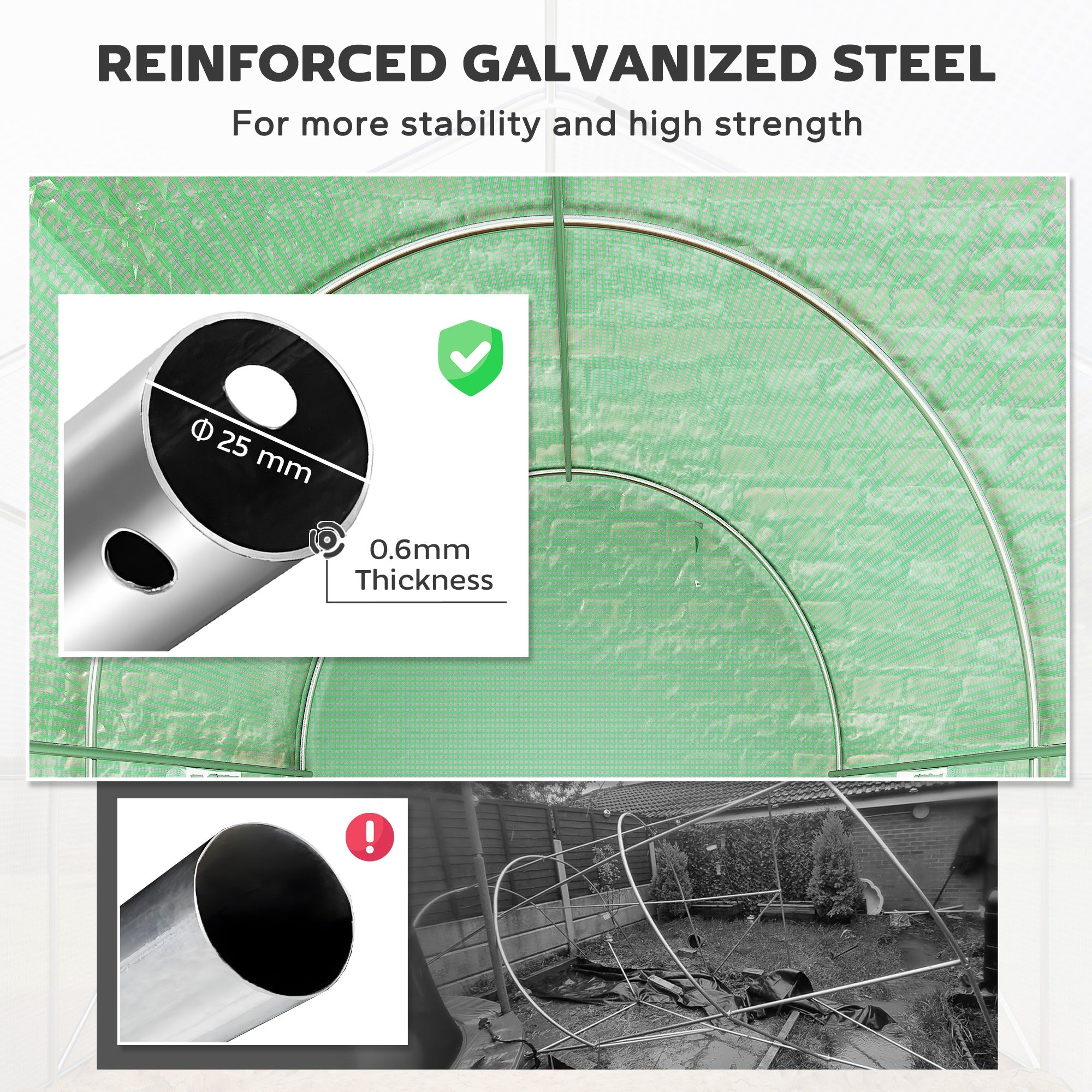 Walk-In Tunnel Greenhouse 300 x 195cm, Green