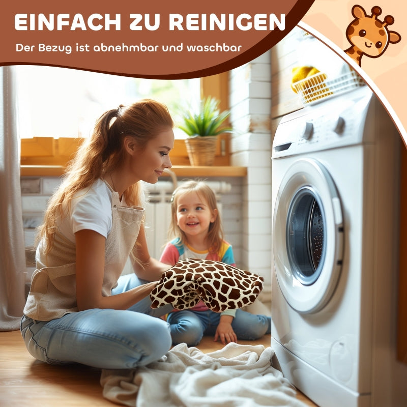 Giraffe Ride-On Toy with Music and Washable Cover, Brown