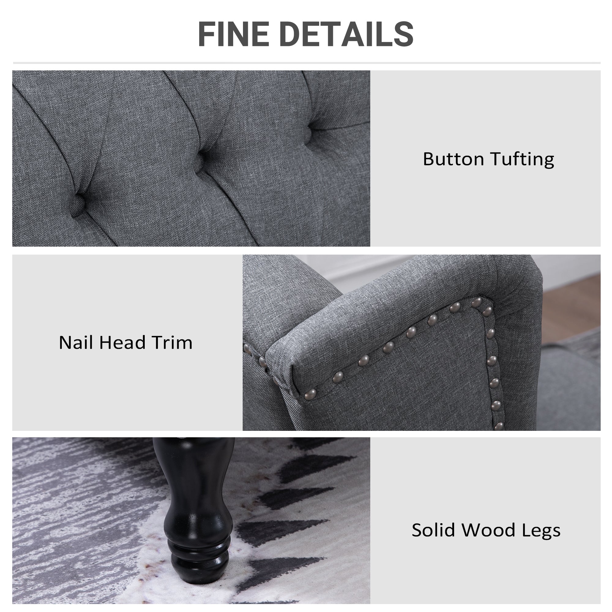 Recliner Armchair, Vintage Wingback Chair with Footrest, Grey