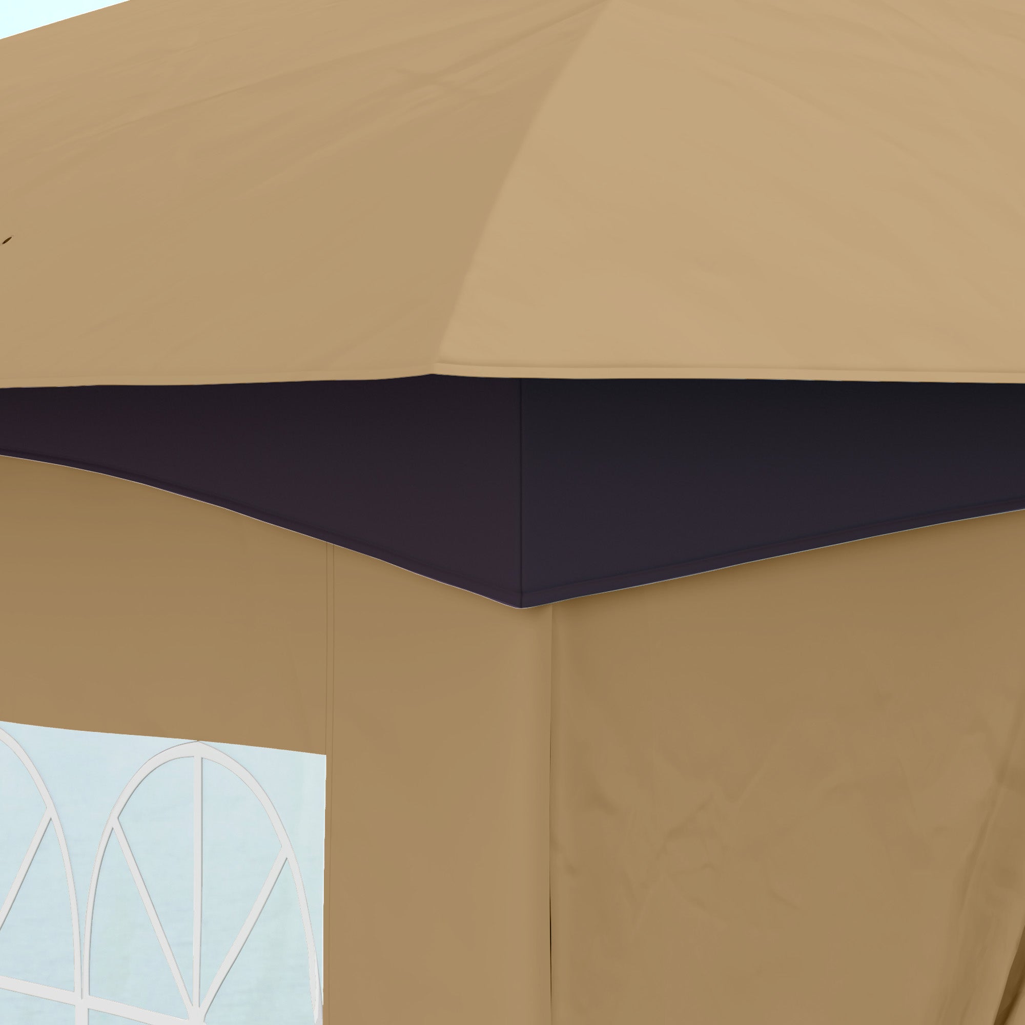 Gazebo 3.4x3.4m Water-Repellent UV Protection, Beige Metal