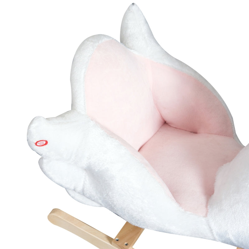 Rocking horse for children, cuddly rocking animal, pink and white