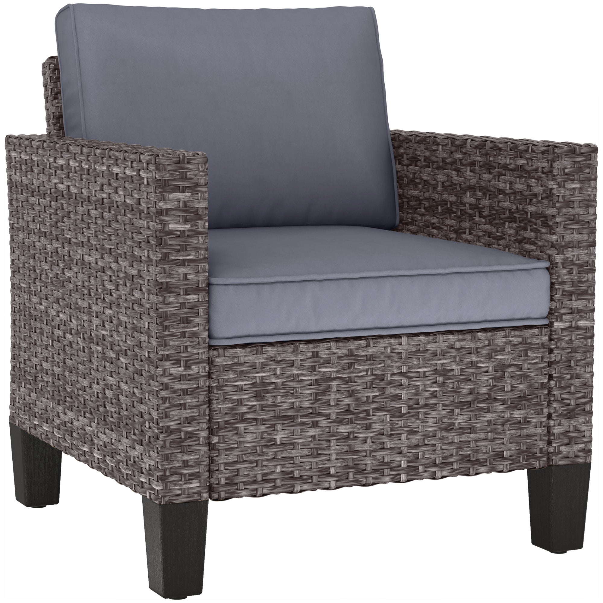 Single Rattan Armchair with Cushions - Mixed Grey