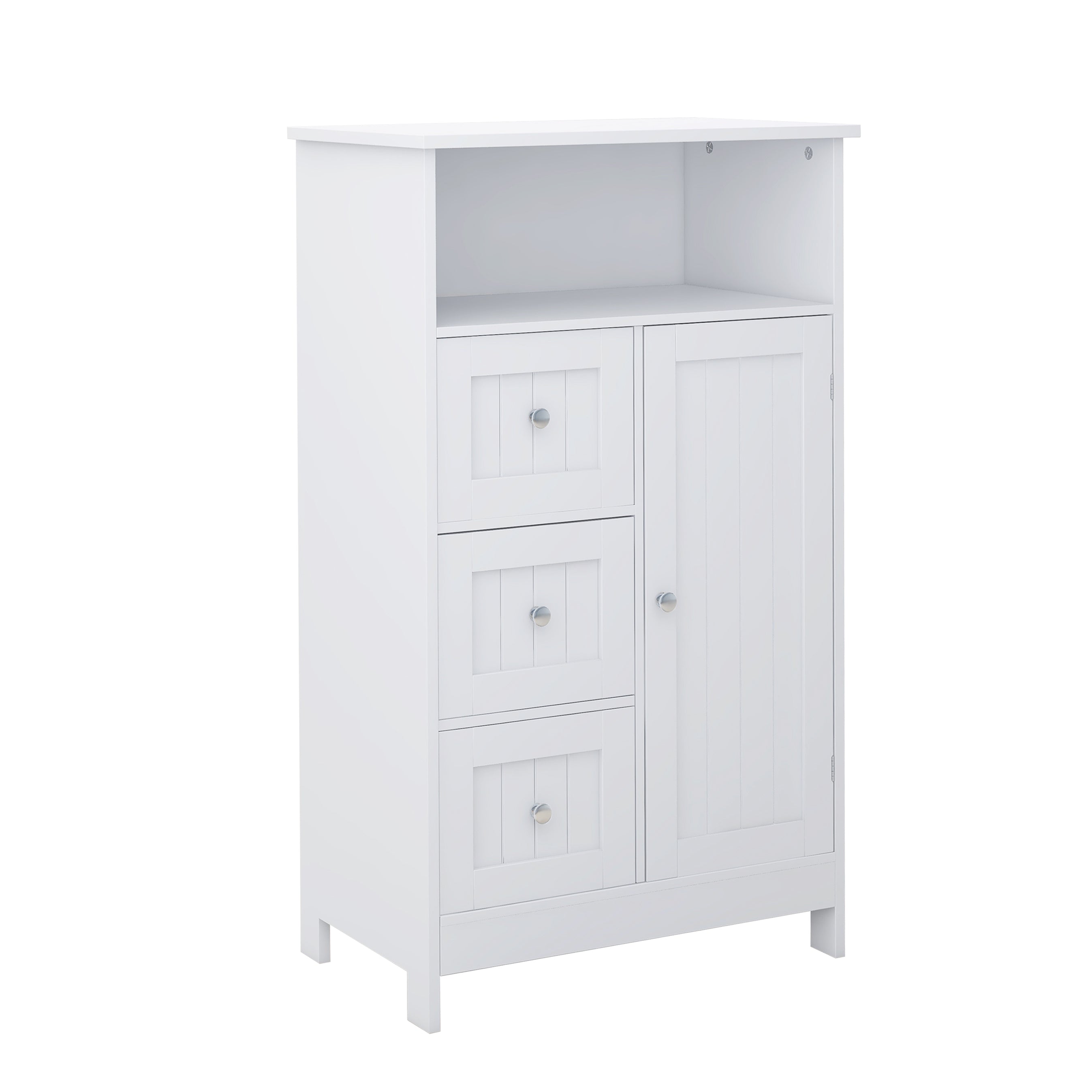 Bathroom Standing Storage Cabinet, 3 Drawers 1 Door - White