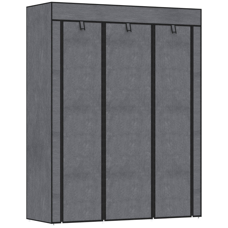 Fabric Wardrobe, 8 Tiers, Clothes Rails, Non-Woven Fabric, Dark Grey